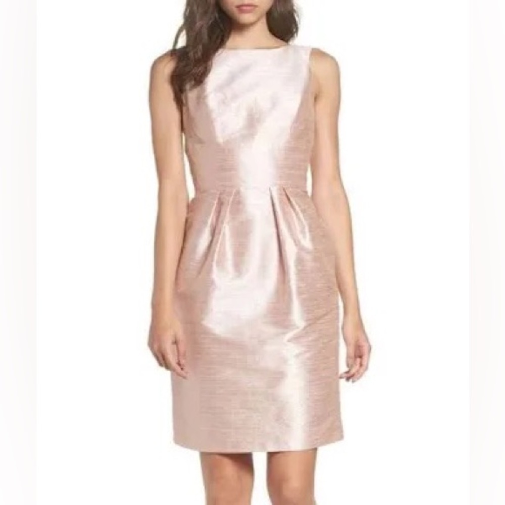 ALFRED SUNG: PEARL PINK SLEEVLESS OPEN BACK DRESS SIZE 6